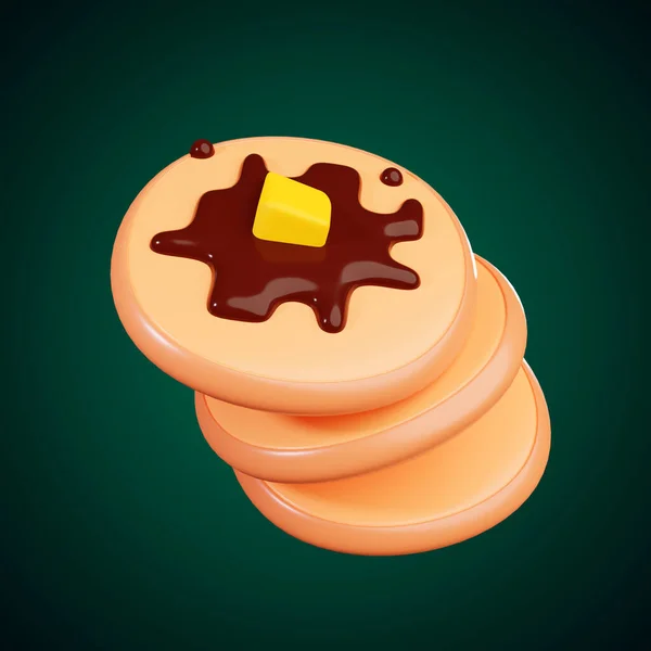 Pancake Żywności Minimalna Ikona Izolowanym Tle Renderowania — Zdjęcie stockowe