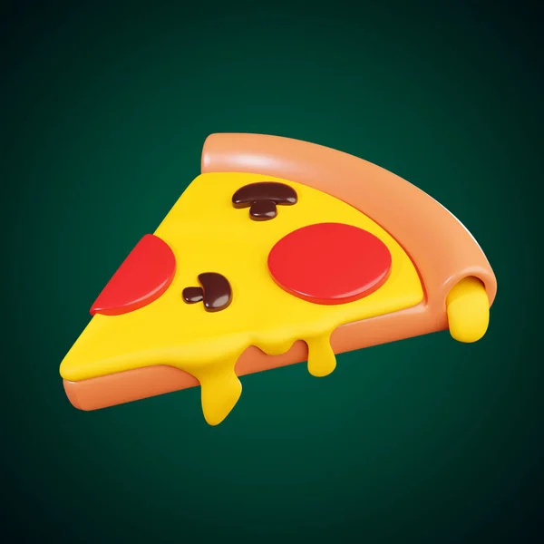Pizza Voedsel Minimale Pictogram Geïsoleerde Achtergrond Rendering — Stockfoto