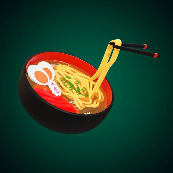 Ramen Food Minimales Symbol Auf Isoliertem Hintergrund Rendering — Stockfoto