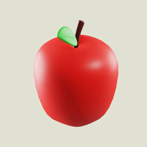Apple Jídlo Minimální Ikona Izolovaném Pozadí Vykreslování — Stock fotografie