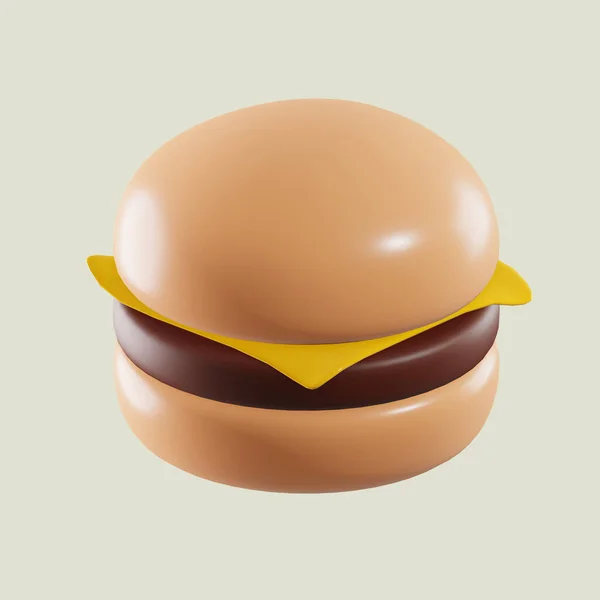 Ikon Minimal Makanan Burger Pada Latar Belakang Terisolasi Rendering — Stok Foto