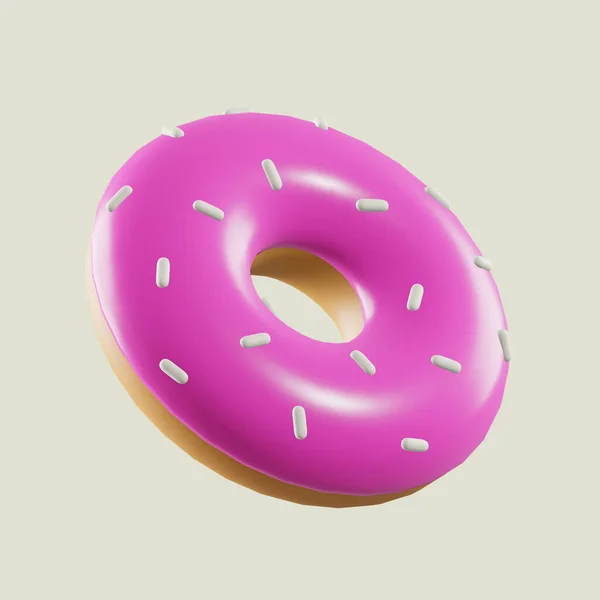 Donut Minimalna Ikona Żywności Odizolowanym Tle Renderowania — Zdjęcie stockowe