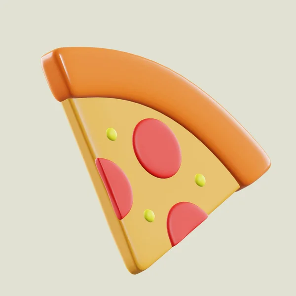 Pizza Cibo Icona Minima Sfondo Isolato Rendering — Foto Stock