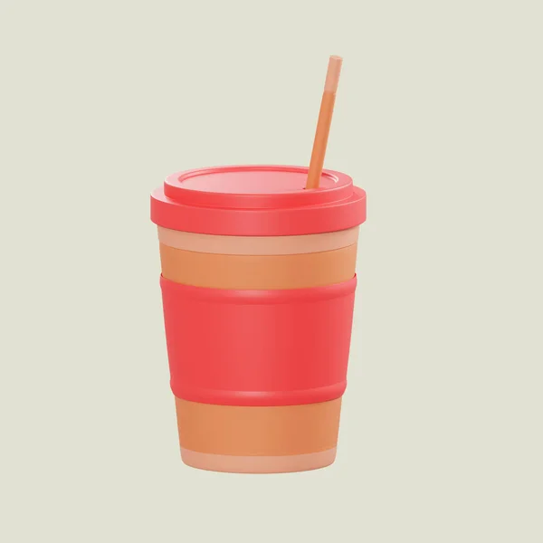 コーヒーカップ食品孤立した背景に最小限のアイコン3Dレンダリング — ストック写真