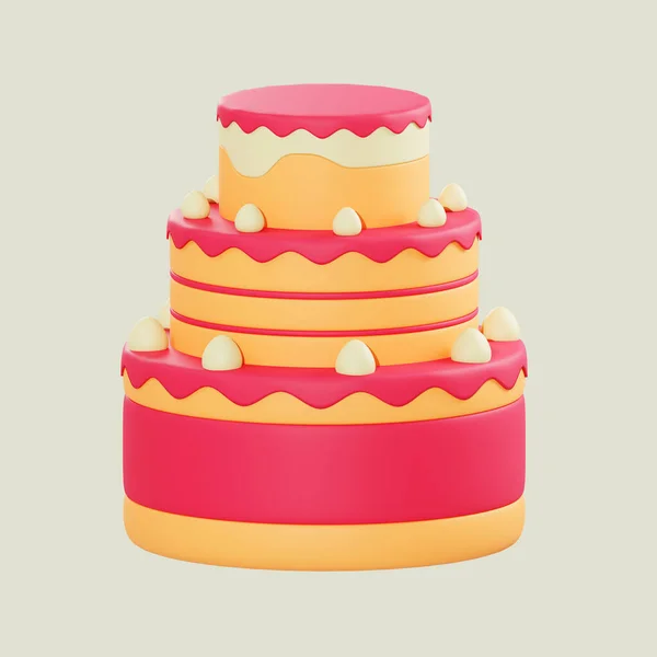 Cake Food Minimal Icon Auf Isoliertem Hintergrund Rendering — Stockfoto