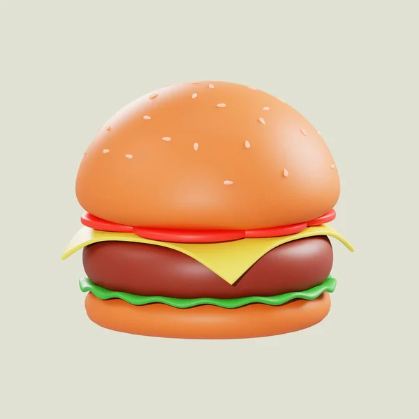 Burger Jídlo Minimální Ikona Izolovaném Pozadí Vykreslování — Stock fotografie