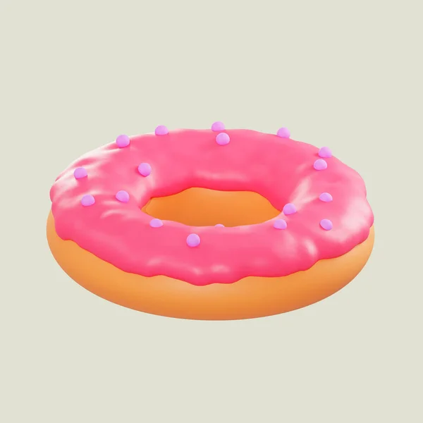 Donut Lebensmittel Minimales Symbol Auf Isoliertem Hintergrund Rendering — Stockfoto