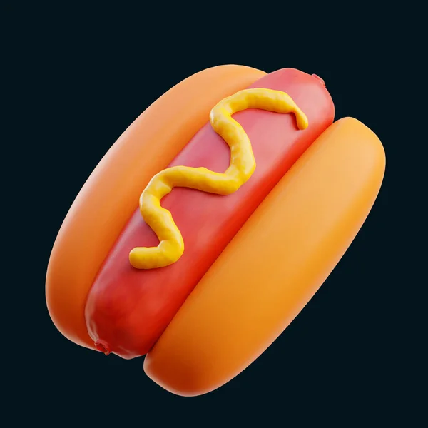 Hotdog Food Minimal Icon Auf Isoliertem Hintergrund Rendering — Stockfoto