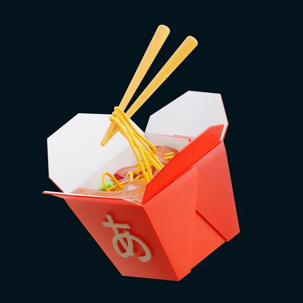 孤立背景下的Instant Noodle食物极小图标3D渲染 — 图库照片