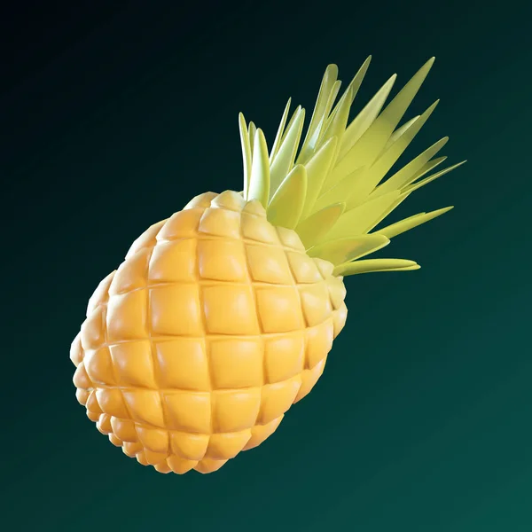 Ananas Voedsel Minimale Pictogram Geïsoleerde Achtergrond Rendering — Stockfoto