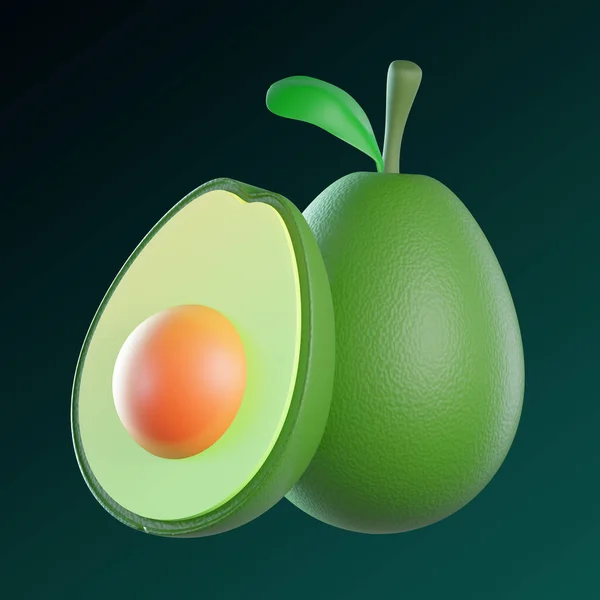Avocado Voedsel Minimale Pictogram Geïsoleerde Achtergrond Rendering — Stockfoto