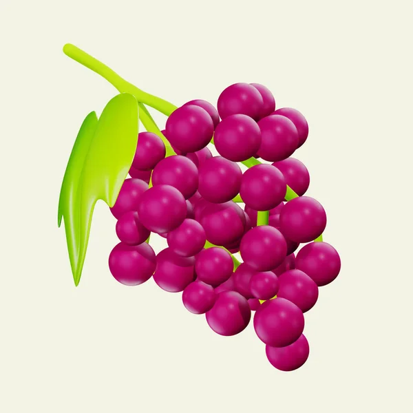 Иконка Минимальным Содержанием Винограда Изолированном Фоне Рендеринг — стоковое фото