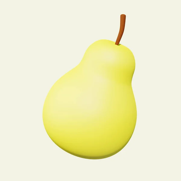 孤立背景下梨类食物最小化图标3D渲染 — 图库照片