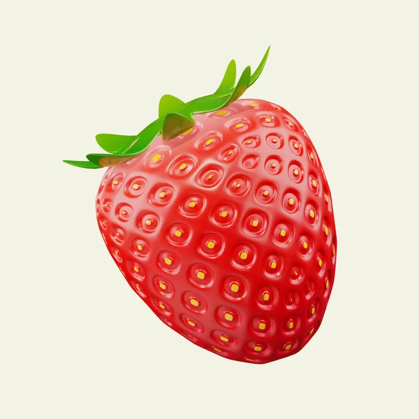 Strawberry Food Minimal Icon Isolated Background Rendering — Stock Photo, Image