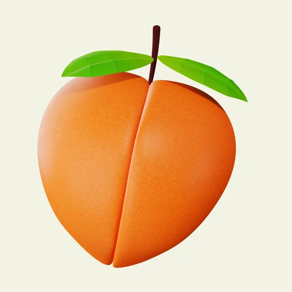 桃の食べ物孤立した背景に最小限のアイコン3Dレンダリング — ストック写真