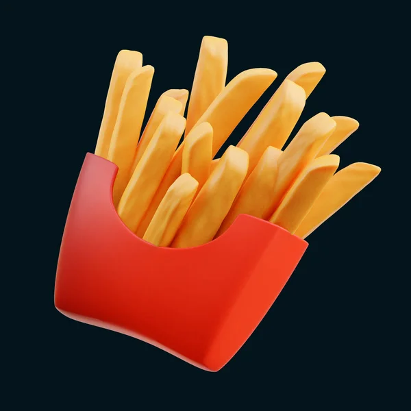 Francés Fries Alimentos Icono Mínimo Sobre Fondo Aislado Renderización Imagen De Stock