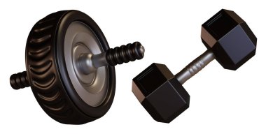 izole edilmiş beyaz arkaplan 3d görüntüleme üzerine konan fitness ve ödül simgesi