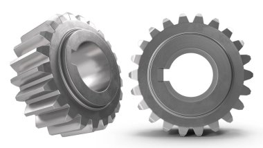 Beyaz izole edilmiş arkaplan 3D görüntüleme üzerinde gümüş makine mühendisliği ekipmanı bileşeni