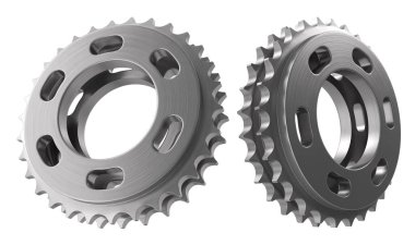 Beyaz izole edilmiş arkaplan 3D görüntüleme üzerinde gümüş makine mühendisliği ekipmanı bileşeni