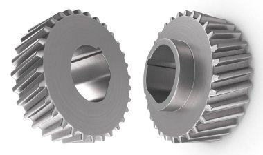 Beyaz izole edilmiş arkaplan 3D görüntüleme üzerinde gümüş makine mühendisliği ekipmanı bileşeni