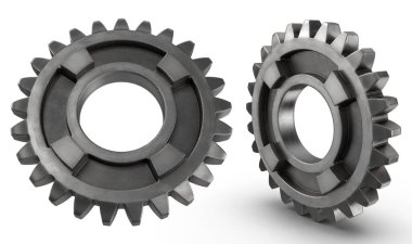 Beyaz izole edilmiş arkaplan 3D görüntüleme üzerinde gümüş makine mühendisliği ekipmanı bileşeni