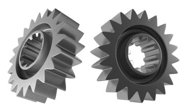 Beyaz izole edilmiş arkaplan 3D görüntüleme üzerinde gümüş makine mühendisliği ekipmanı bileşeni