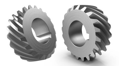 Beyaz izole edilmiş arkaplan 3D görüntüleme üzerinde gümüş makine mühendisliği ekipmanı bileşeni