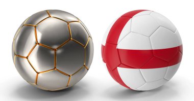 Dünya Kupası futbol topu beyaz izole arka planda 3D görüntüleme