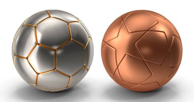 Dünya Kupası futbol topu beyaz izole arka planda 3D görüntüleme