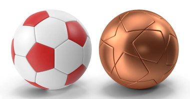 Dünya Kupası futbol topu beyaz izole arka planda 3D görüntüleme