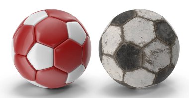 Dünya Kupası futbol topu beyaz izole arka planda 3D görüntüleme