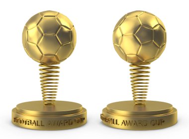 Beyaz izole edilmiş arka planda gümüş ve altın futbol şampiyonu dünya kupası.