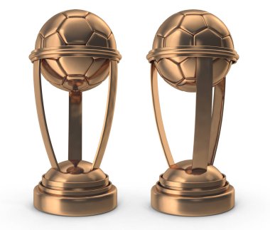 Beyaz izole edilmiş arka planda gümüş ve altın futbol şampiyonu dünya kupası.