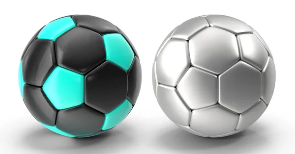 Fußball Auf Weißem Isoliertem Hintergrund Rendering — Stockfoto