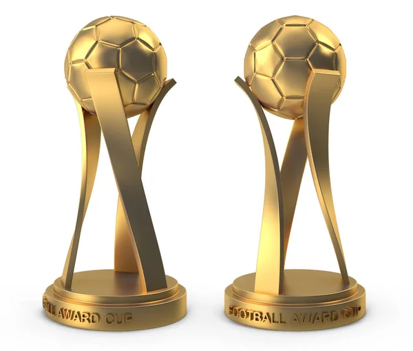 Prata Ouro Campeão Futebol Copa Mundo Fundo Isolado Branco Renderização — Fotografia de Stock