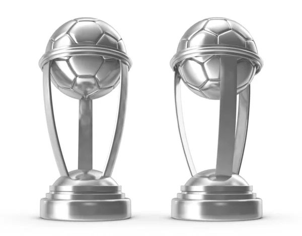 Prata Ouro Campeão Futebol Copa Mundo Fundo Isolado Branco Renderização — Fotografia de Stock