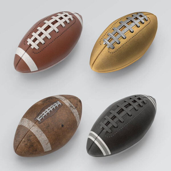 american football realistic ball on white isolated background 3d rendering