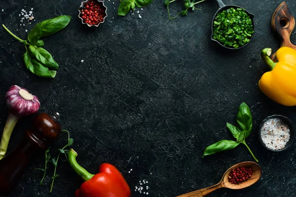 Voedsel Achtergrond Koken Oude Achtergrond Gratis Exemplaar Ruimte Bovenaanzicht — Stockfoto