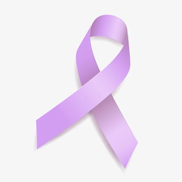 Lavender Ribbon Awareness General Cancer Isolated White Background Vector Illustration — Stock Vector