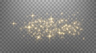Parlak altın noktalar, ışıltı, parçacıklar. Vektör illüstrasyonu.