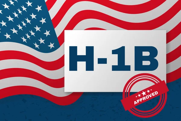 H-1b Visa EE.UU. banner, Visa de especialista en no inmigración para los trabajadores extranjeros en la especialidad. — Archivo Imágenes Vectoriales