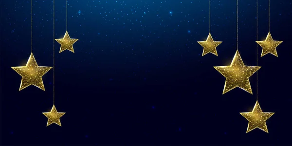 Estrellas Wireframe Estilo Polivinílico Bajo Banner Para Concepto Navidad Año — Vector de stock