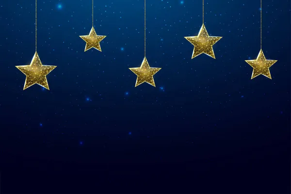 Étoiles Wireframe Faible Style Poly Bannière Pour Concept Noël Nouvel — Image vectorielle