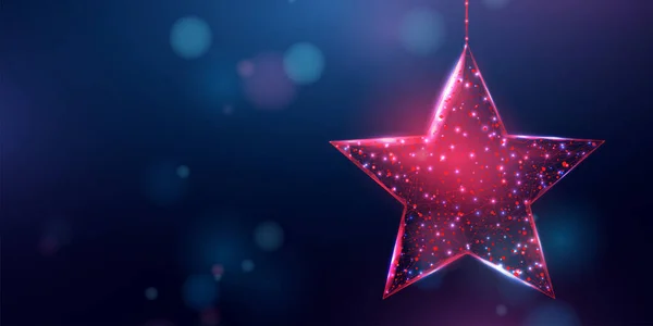 Wireframe Estrela Natal Baixo Estilo Poli Banner Para Conceito Natal —  Vetores de Stock