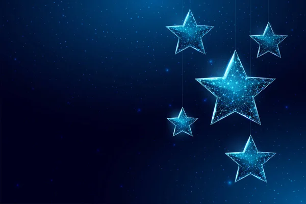 Звезды Wireframe Низкий Стиль Полировки Знамя Концепции Рождества Нового Года — стоковый вектор
