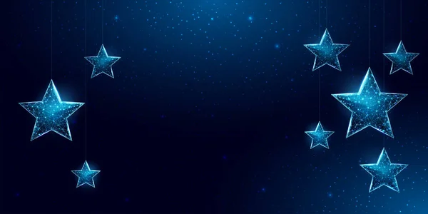 Wireframe Stars Low Poly Style Banner Concept Christmas New Year — Stock Vector