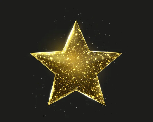 Золотая Звезда Прослушки Низкий Поли Стиль Успех Концепция Символа Победы — стоковый вектор