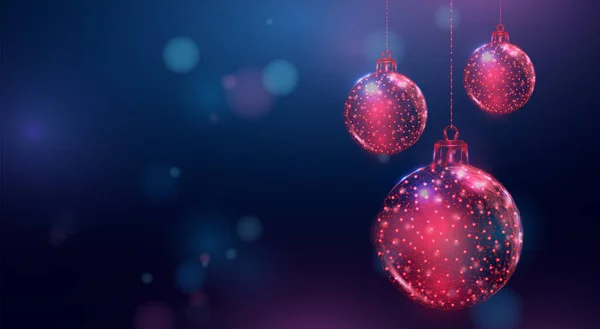 Tel çerçeve Noel topu, düşük polimerli. Noel ya da Yeni Yıl konsepti için pankart.