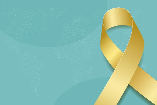 International Childhood cancer awareness day concept. Banner met gouden lint bewustzijn en tekst. Vectorillustratie — Stockvector