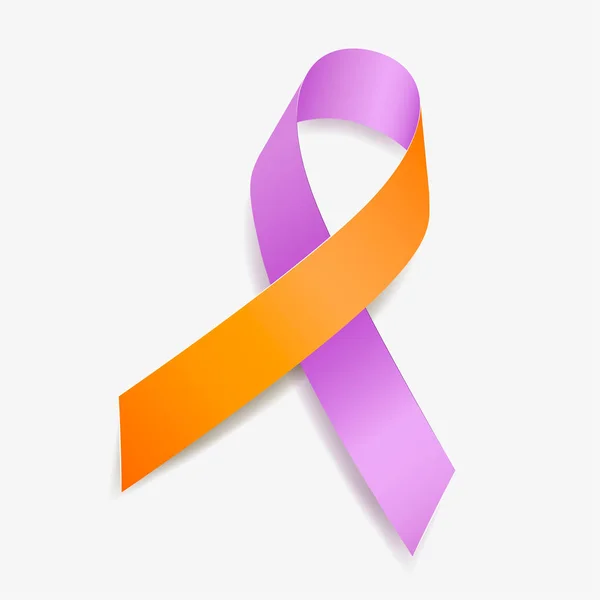 Lavendel en oranje lint bewustzijn Eczeem, Psoriasis, artritis psoriatica. Geïsoleerd op witte achtergrond. Vectorillustratie — Stockvector